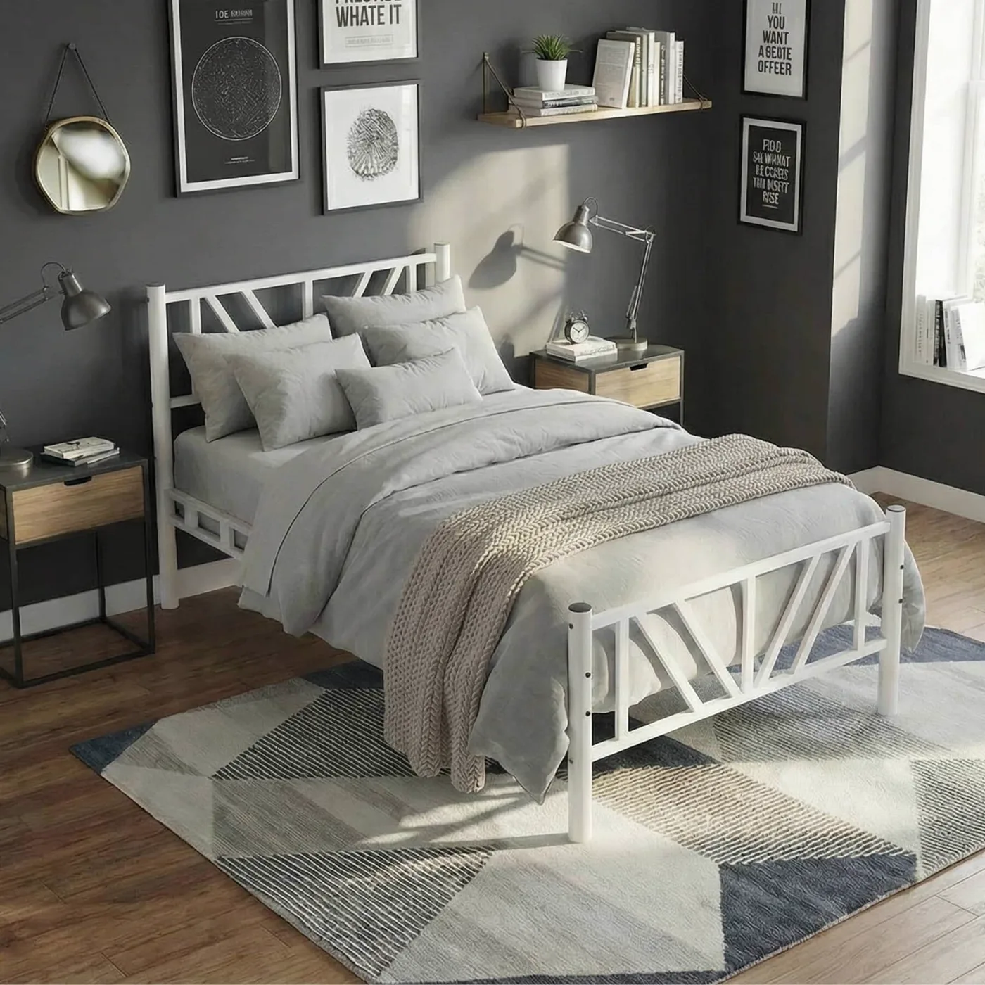 Smyrna Single Metal Bedstead 120x200 White
