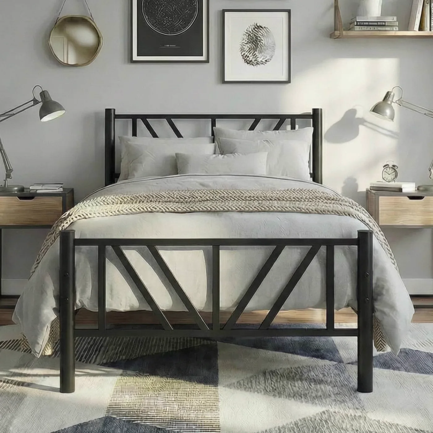 Smyrna Single Metal Bedstead 90x200 Black