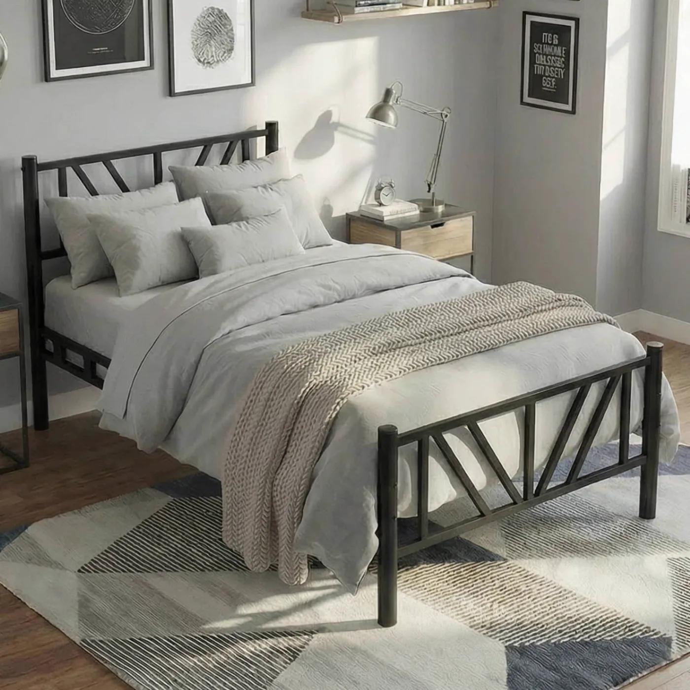 Smyrna Single Metal Bedstead 90x200 Black