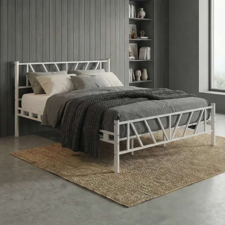 Smyrna Double Metal Bedstead 140x190 White