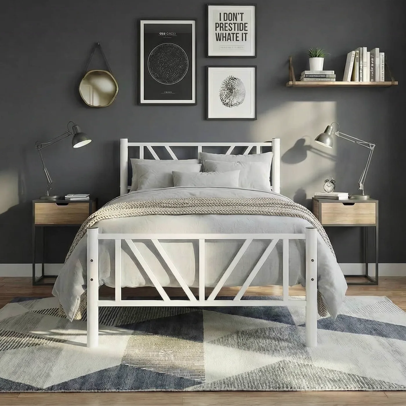 Smyrna Single Metal Bedstead 90x200 White