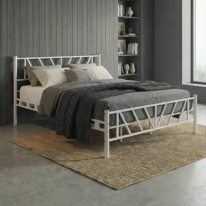 Smyrna Double Metal Bedstead 140x200 White
