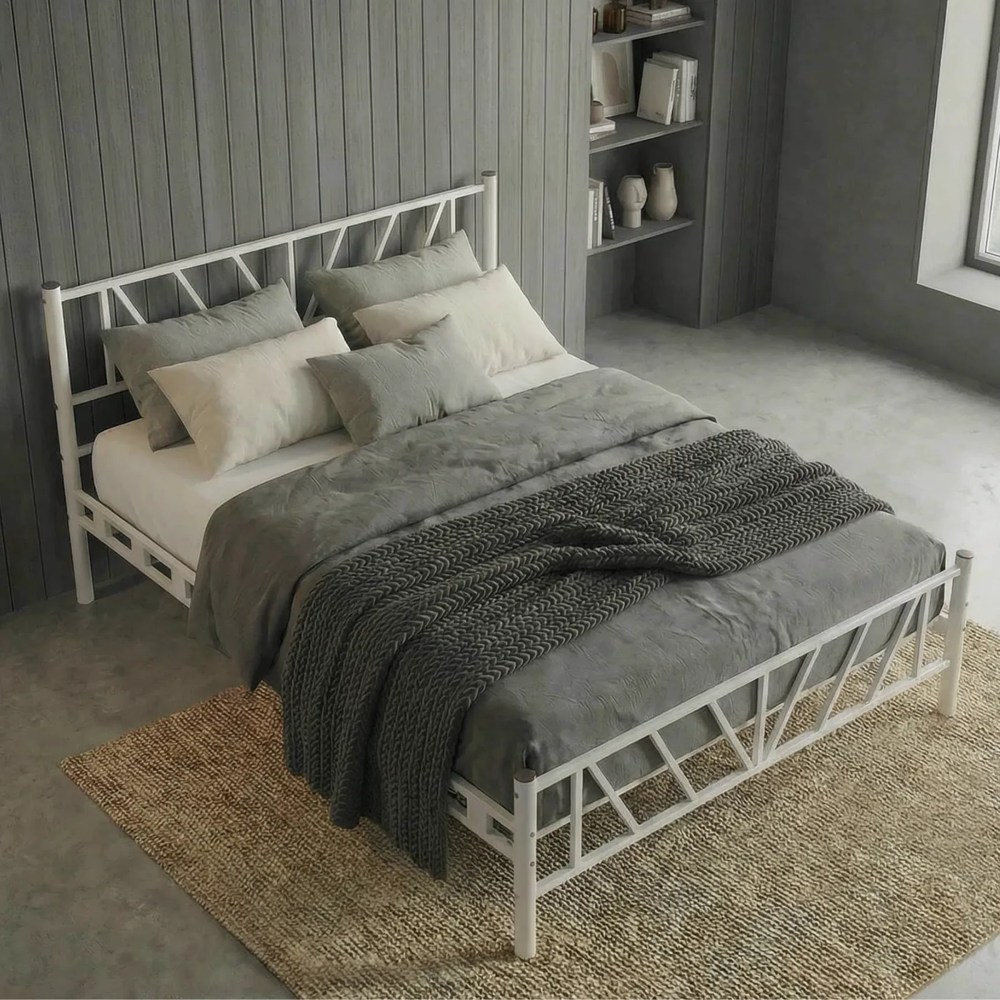 Smyrna Double Metal Bedstead 140x200 White