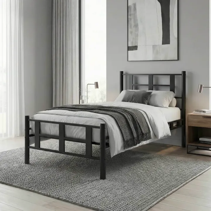 Karma Single Metal Bedstead 90x200 Black