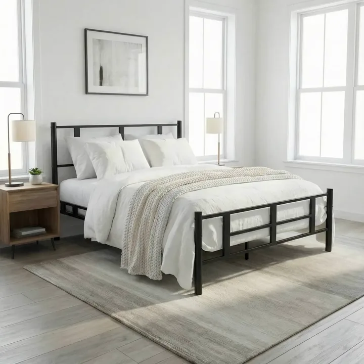 Karma Double Metal Bedstead 140x190 Black