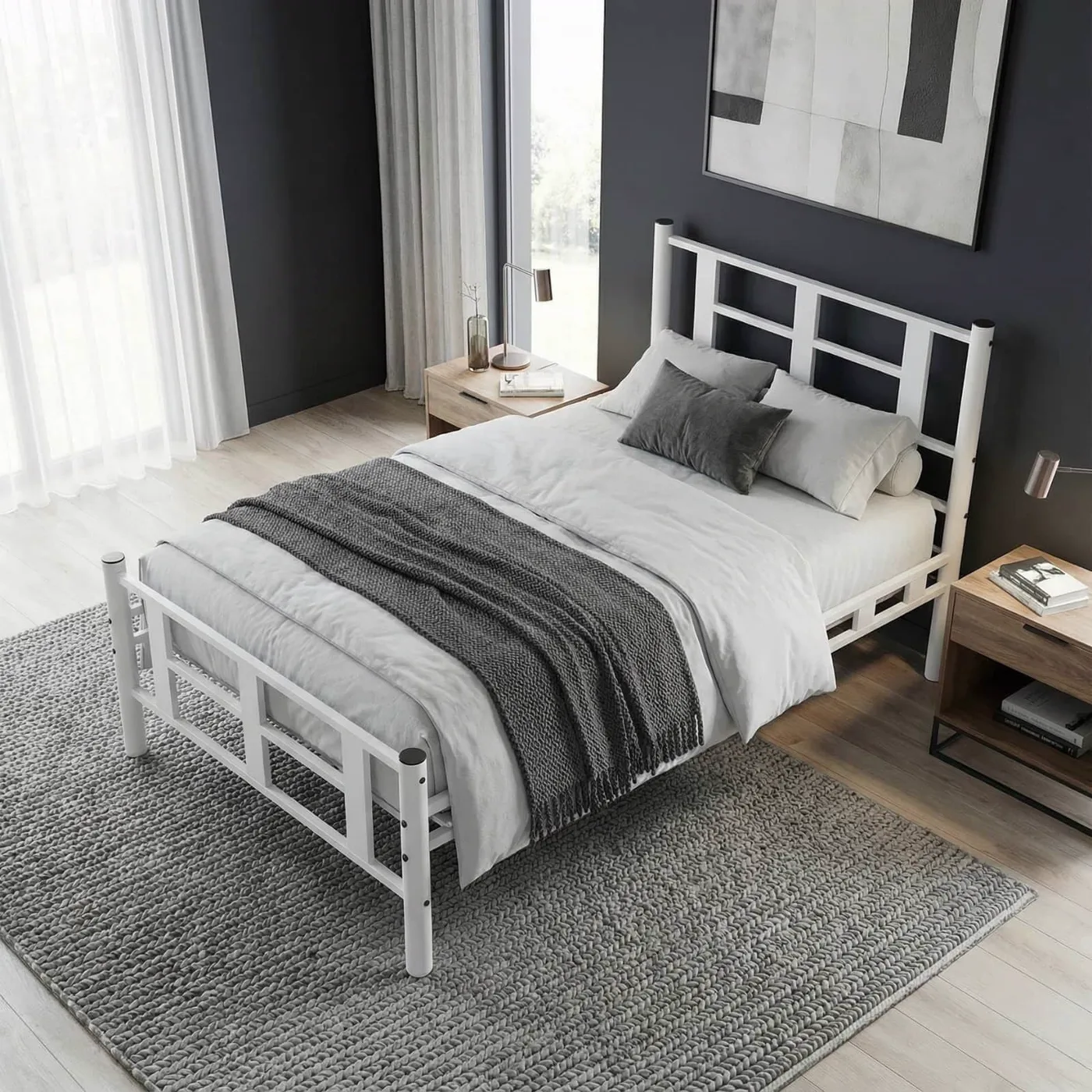 Karma Single Metal Bedstead 90x200 White