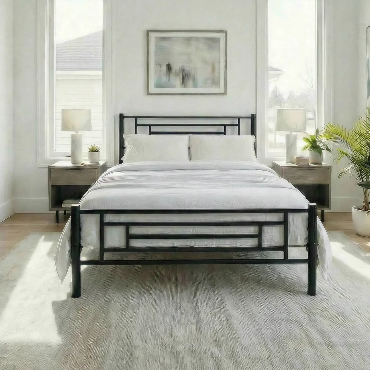 Agora Double Metal Bedstead 140x190 Black