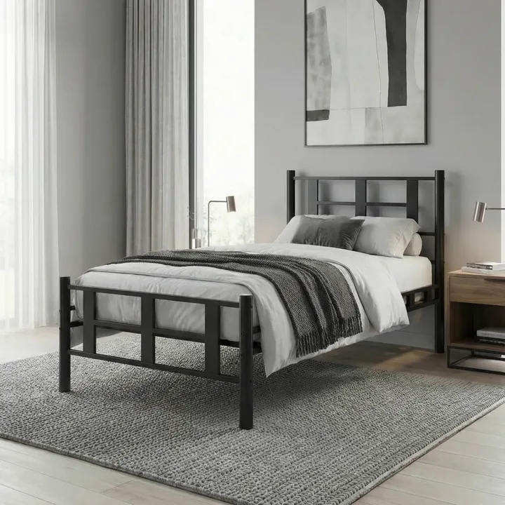 Karma Single Metal Bedstead 90x190 Black