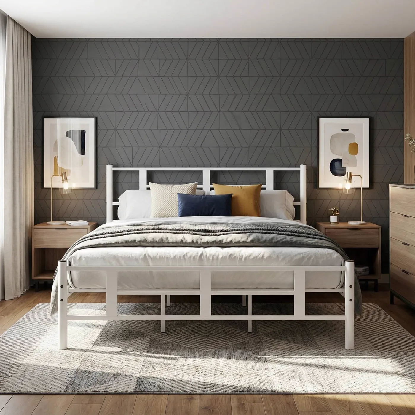 Karma Double Metal Bedstead 150x200 White