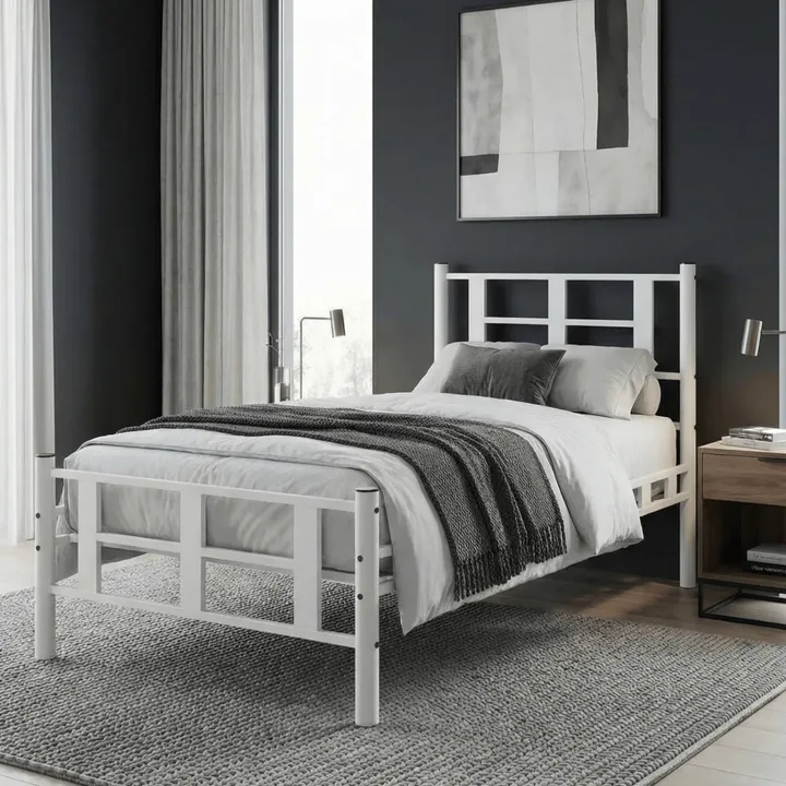 Karma Single Metal Bedstead 90x190 White