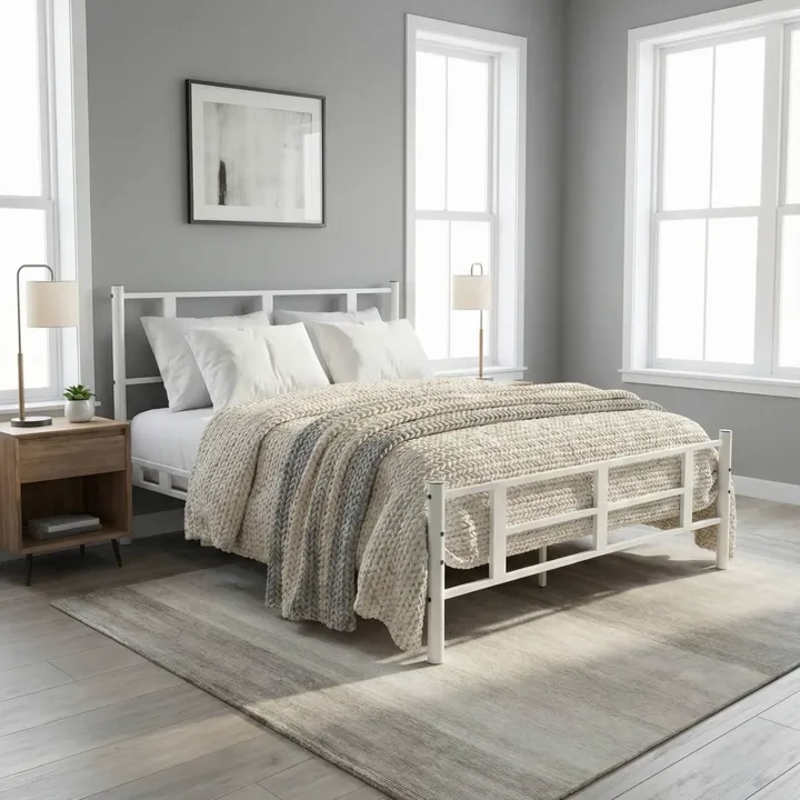 Karma Double Metal Bedstead 160x200 White