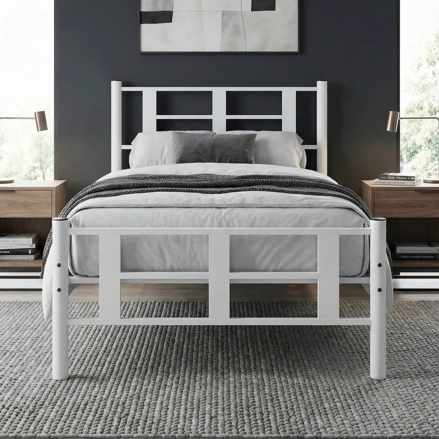 Karma Single Metal Bedstead 100x200 White