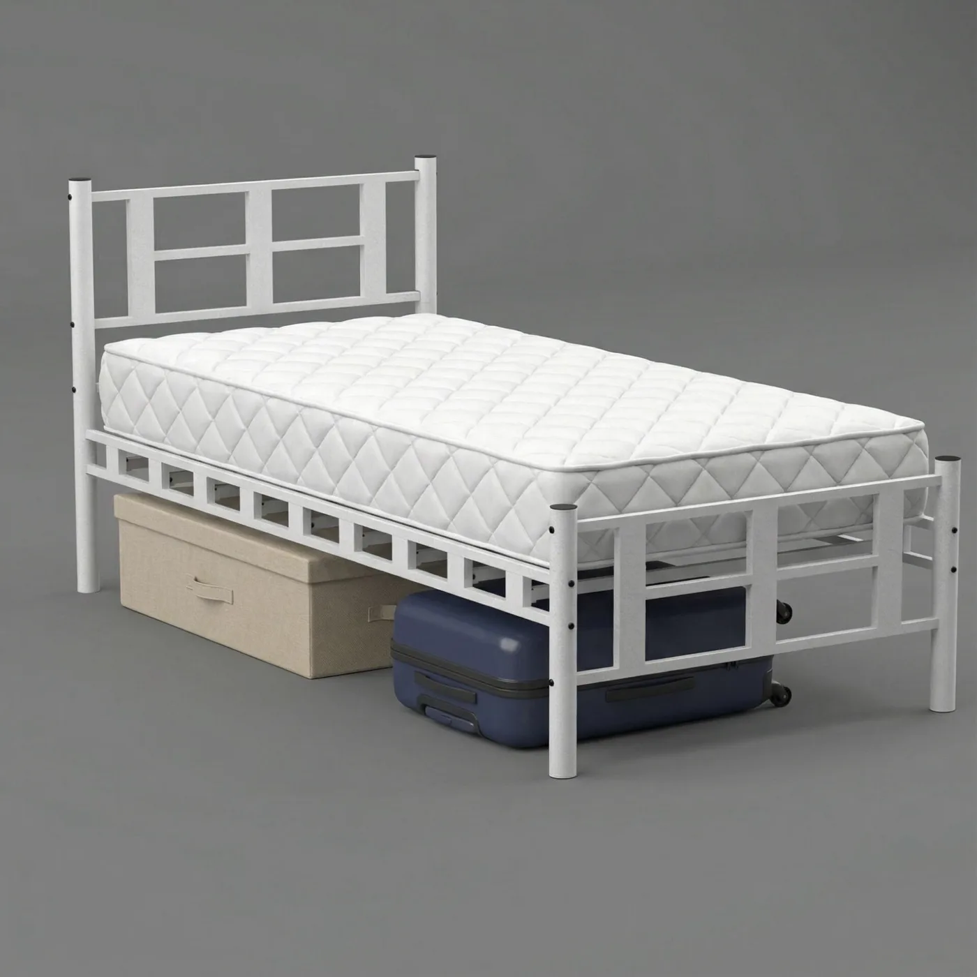 Karma Single Metal Bedstead 100x200 White