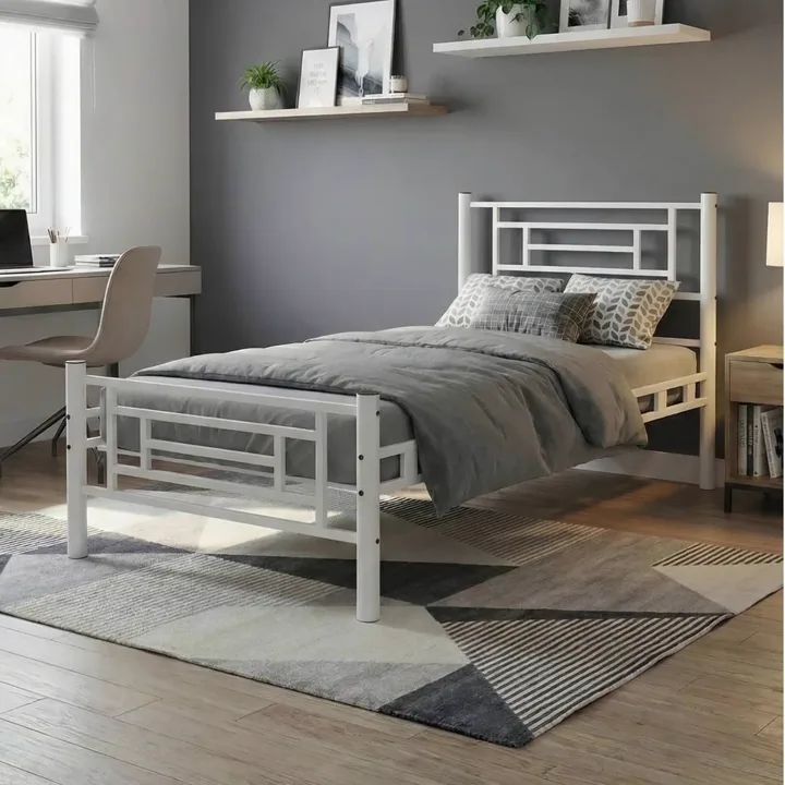 Agora Single Metal Bedstead 90x190 White