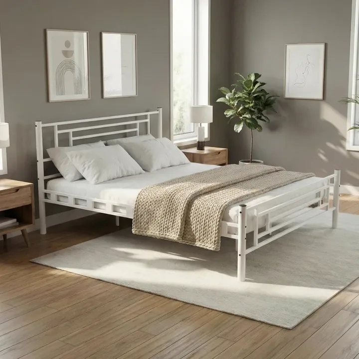 Agora Double Metal Bedstead 140x200 White