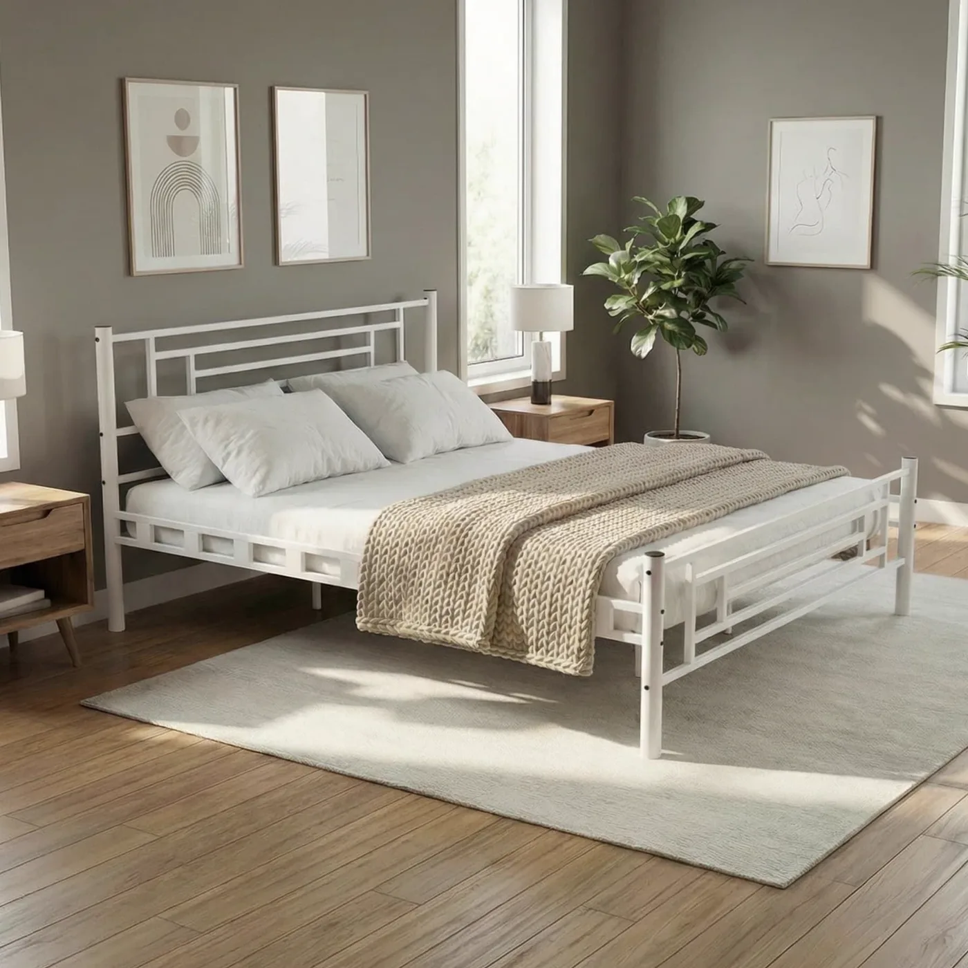 Agora Double Metal Bedstead 140x200 White
