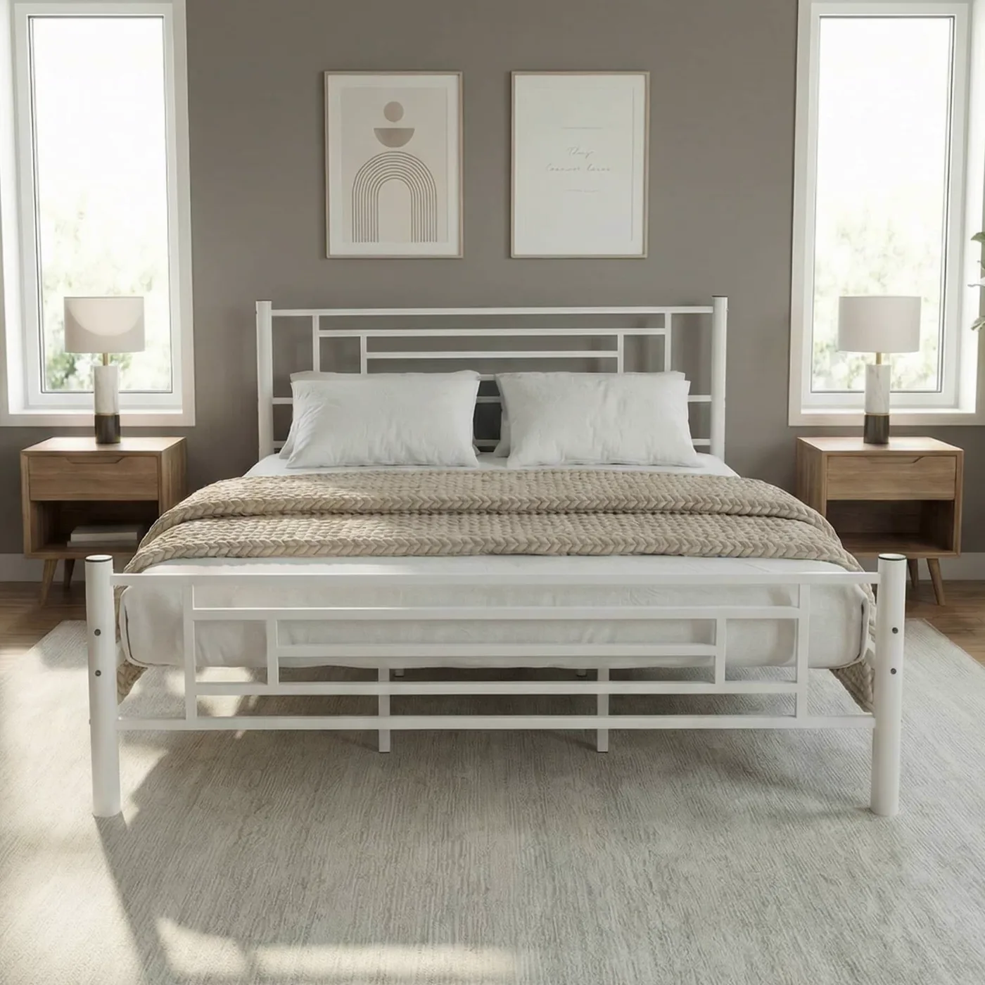 Agora Double Metal Bedstead 140x200 White