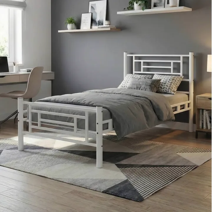 Agora Single Metal Bedstead 90x200 White