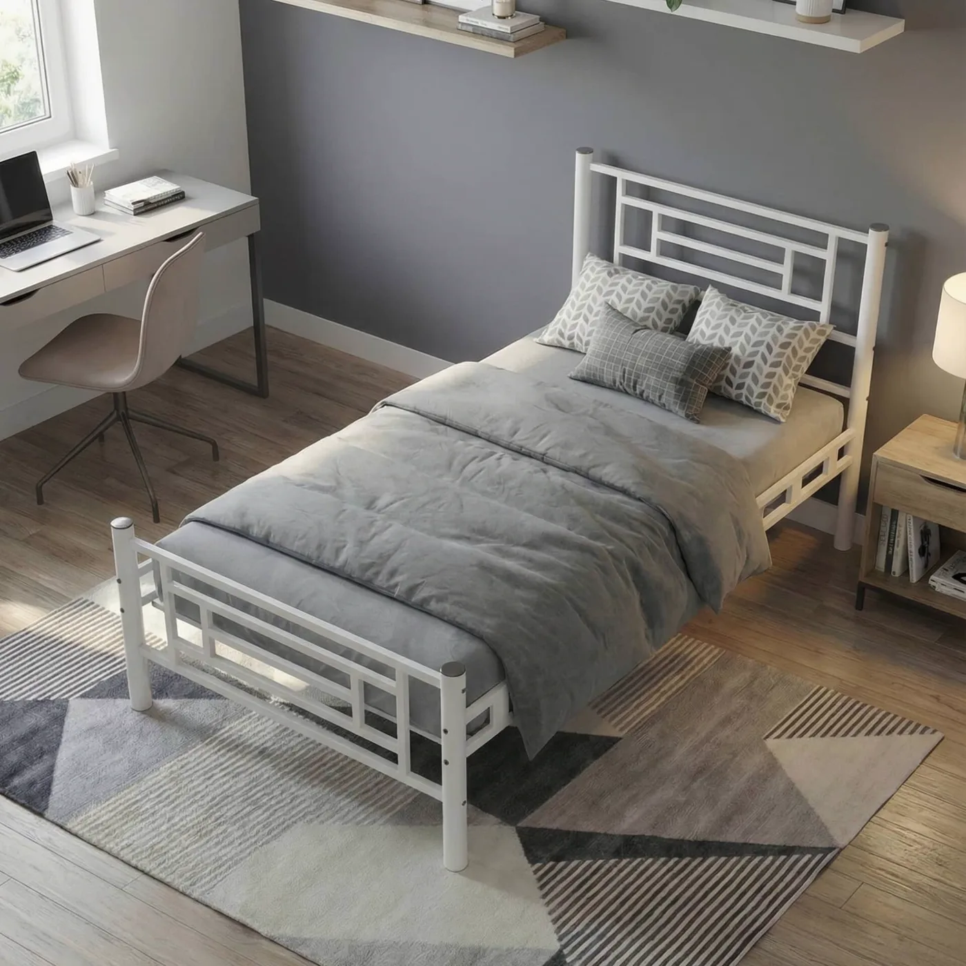 Agora Single Metal Bedstead 90x200 White
