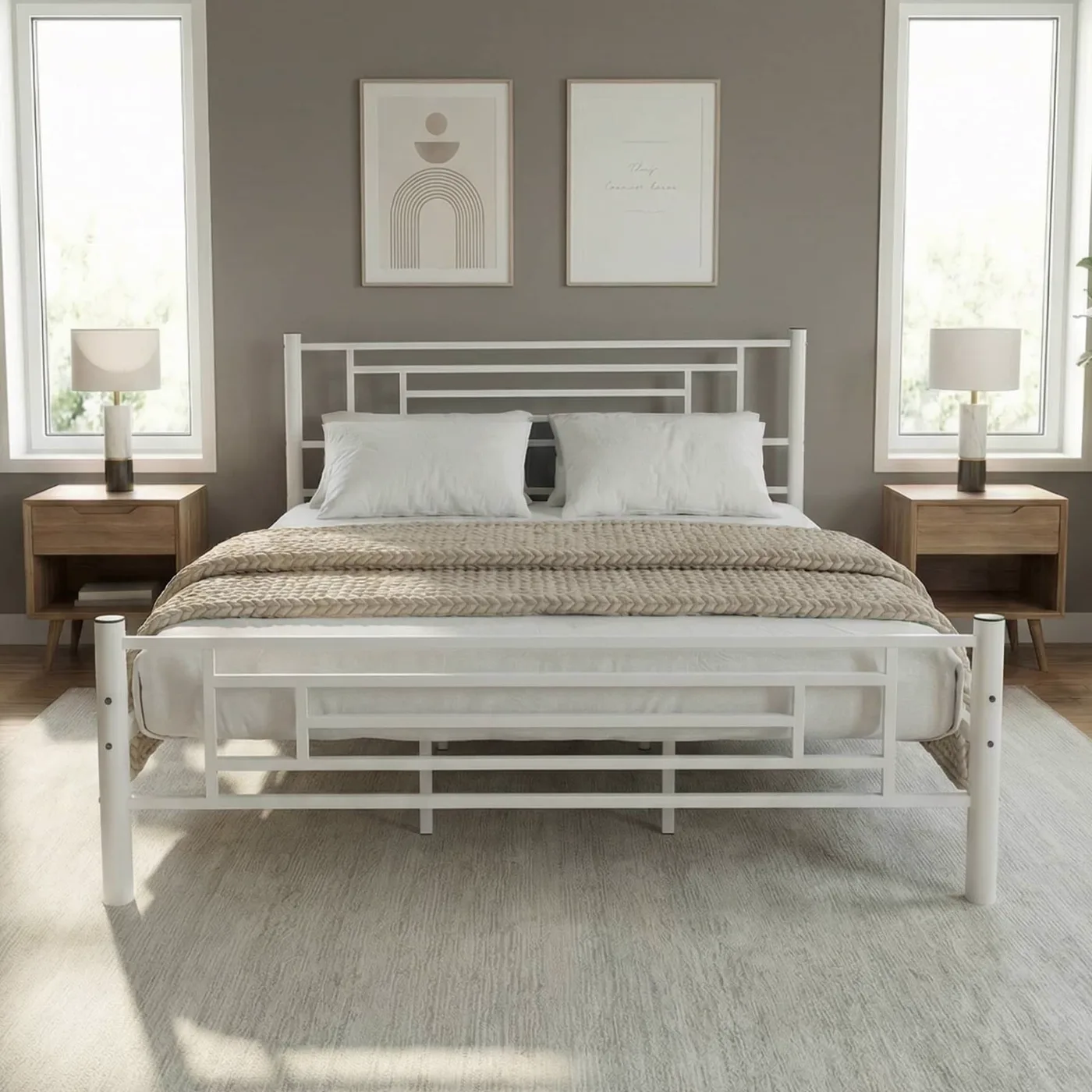 Agora Double Metal Bedstead 150x200 White