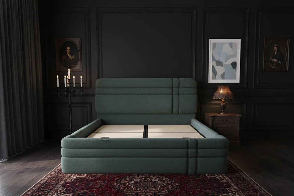 Royal Green 140 x 200 Double Divan Base, Headboard Set PV1321
