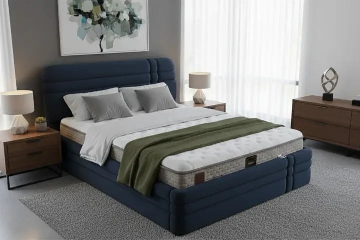 Set materasso matrimoniale Royal Navy 160 x 200, base letto, testiera PV1420