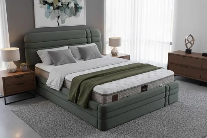 Royal Green 150 x 200 Double Mattress, Divan Base, and Headboard Set PV1421