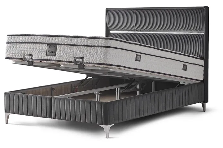 Silver 90x190 eenpersoons boxspring hoofdbord set