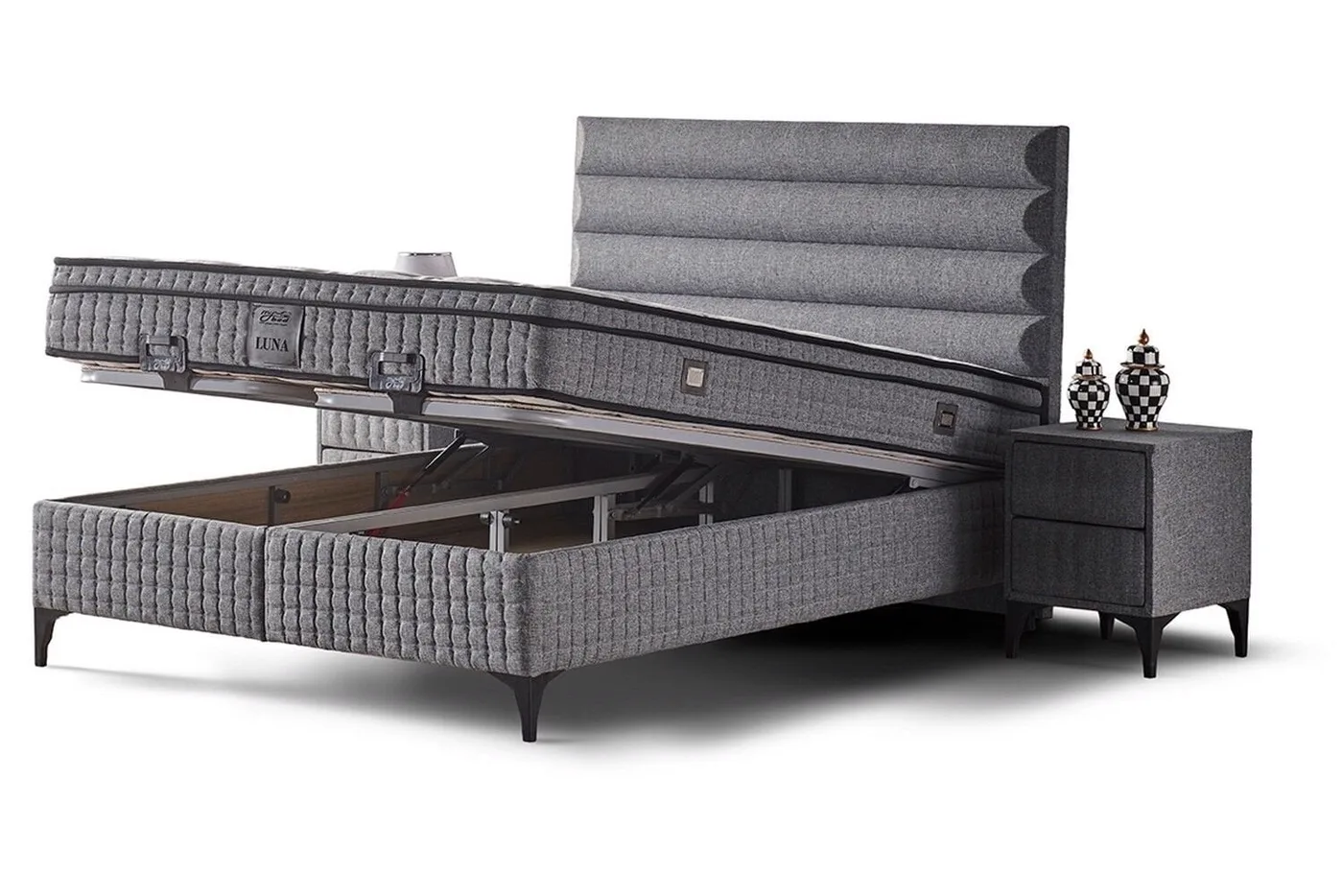 Luna 90x190 Single Divan Base and Headboard Set