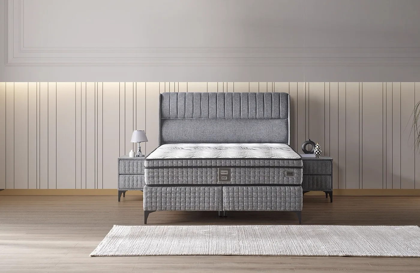 Victoria 150x200 Double Mattress, Divan Base, Headboard Set