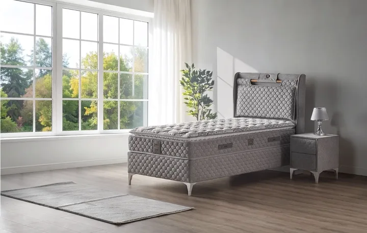 Truva 120x200 Single Mattress, Divan Base, Headboard Set