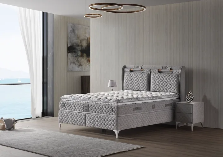 Truva 150x200 Double Mattress, Divan Base, Headboard Set