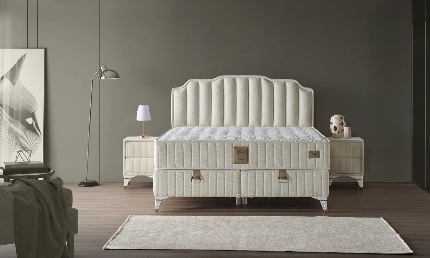 Safir 150x200 Double Mattress, Divan Base, Headboard Set