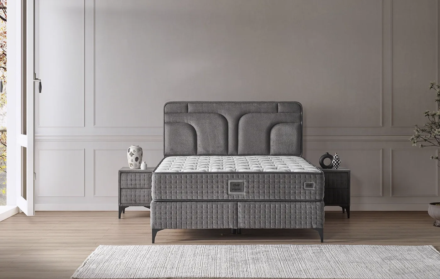 Platin 160x200 Double Mattress, Divan Base, Headboard Set