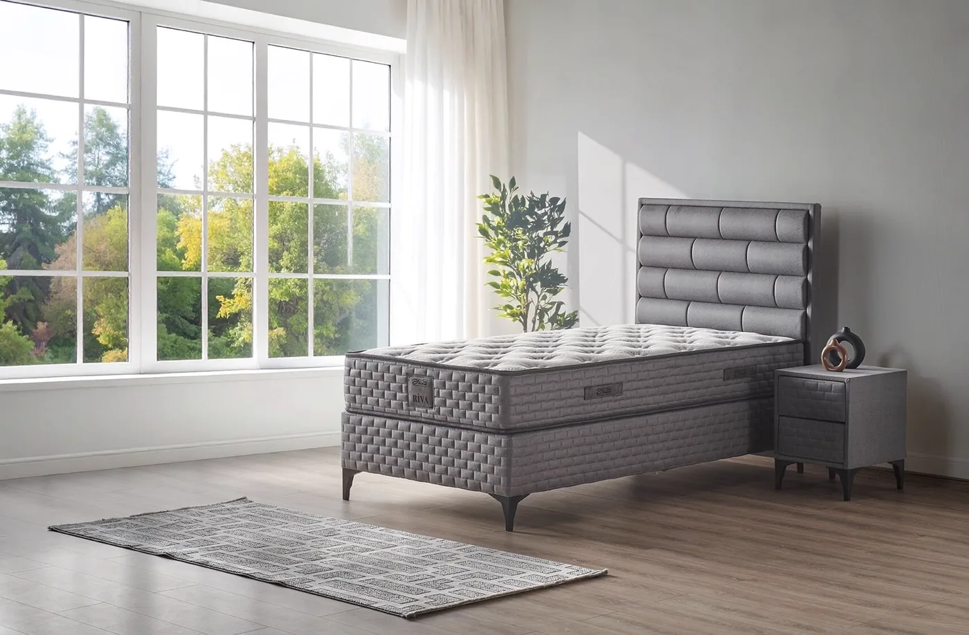 Riva 120x200 Single Mattress, Divan base, Headboard Set