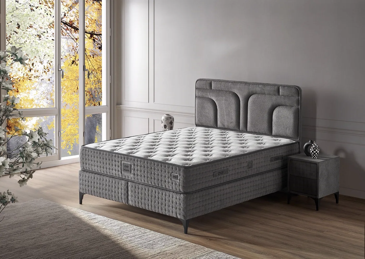Platin 150x200 Double Mattress, Divan base, Headboard Set