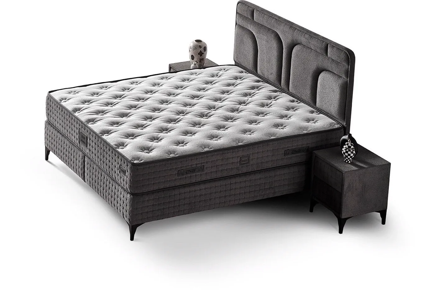 Platin 150x200 Double Mattress, Divan base, Headboard Set