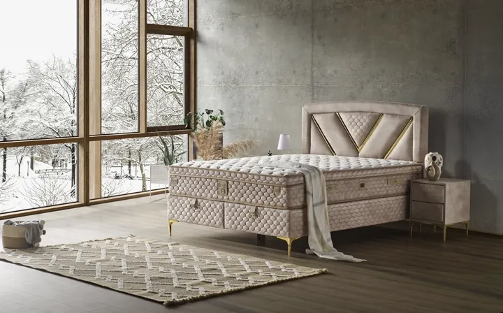 Niobe 160x200 Double Mattress, Divan Base, Headboard Set