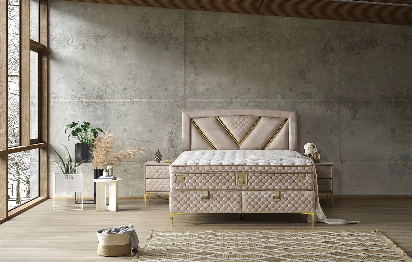 Niobe 160x200 Double Mattress, Divan Base, Headboard Set
