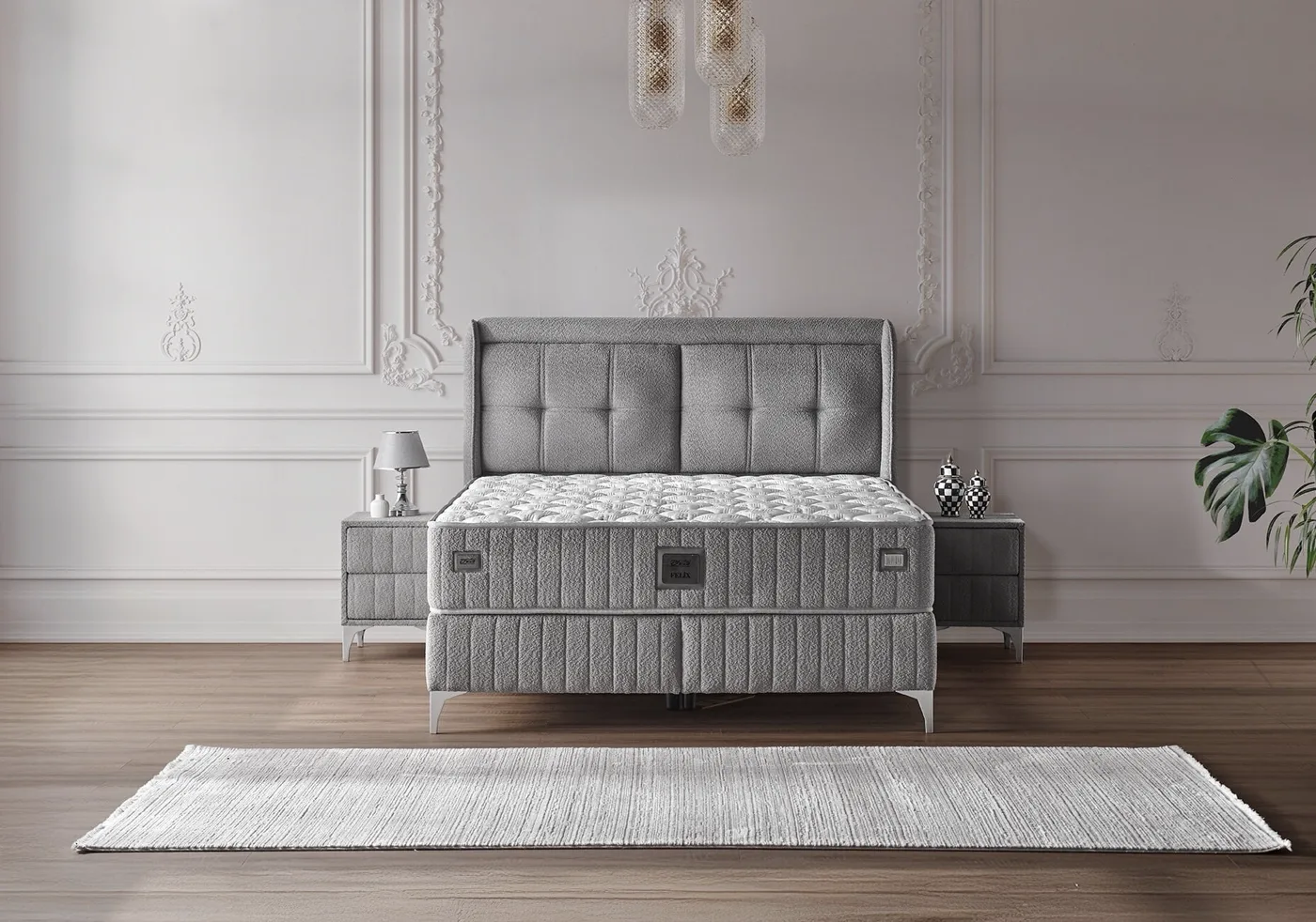 Felix 150x200 Double Mattress, Divan Base, Headboard Set
