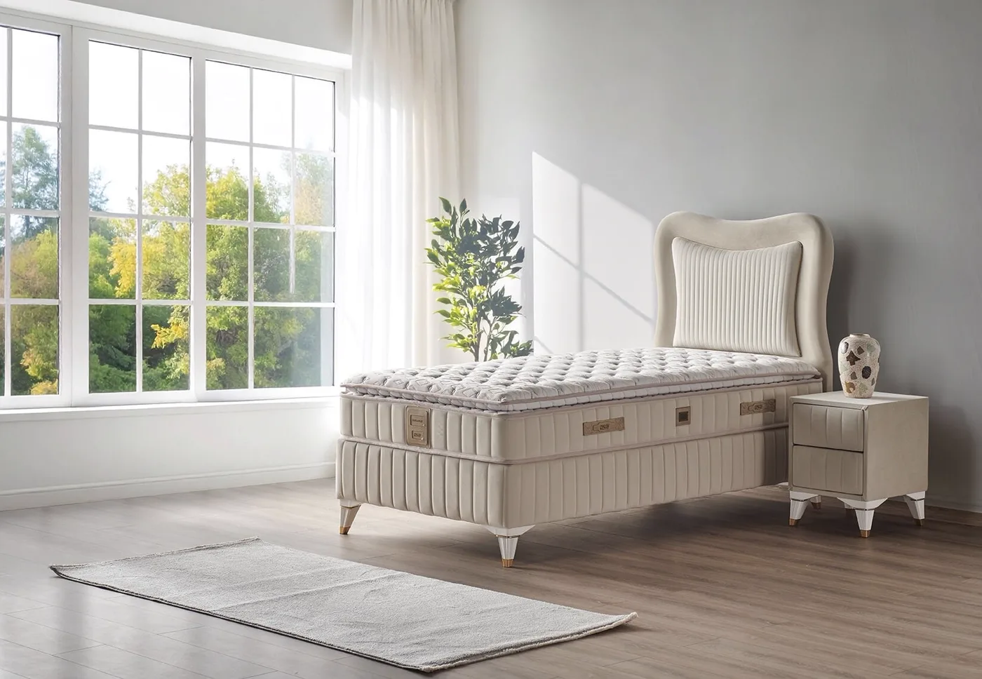 Elegance 90x190 Single Mattress, Divan Base and Headboard Set