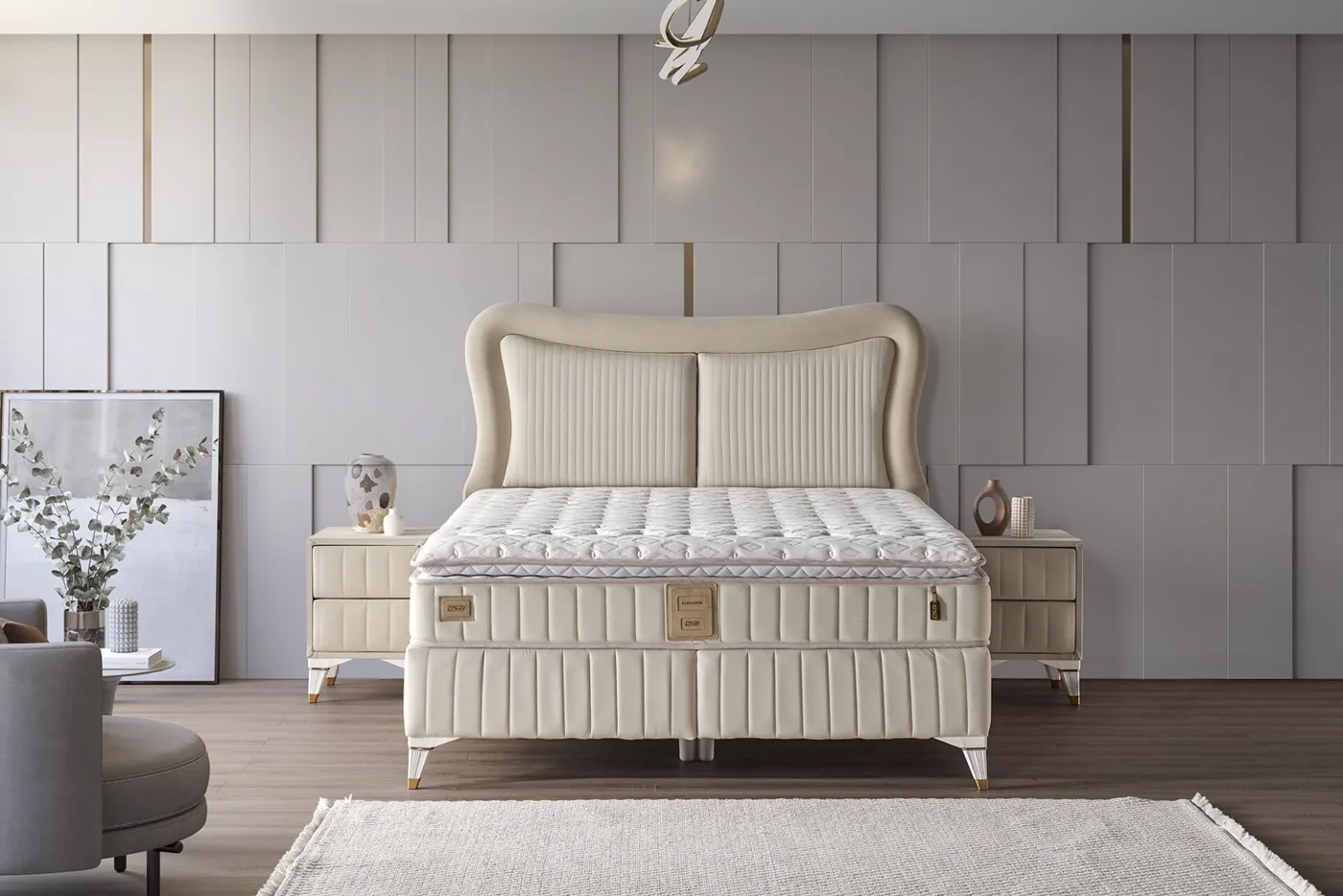 Elegance 160x200 Double Mattress, Divan Base, Headboard Set