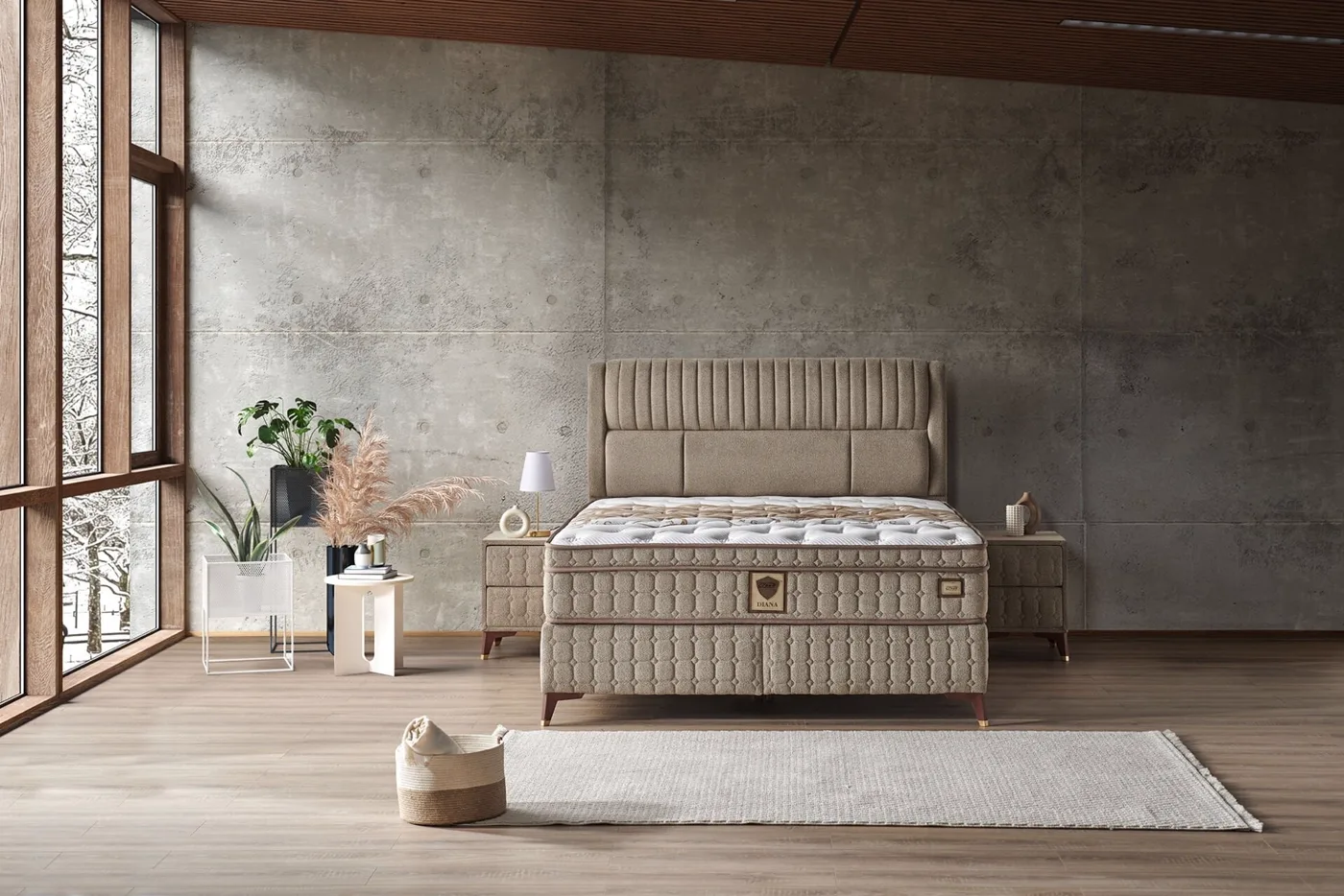 Diana 160x200 Double Mattress, Divan Base, and Headboard Set