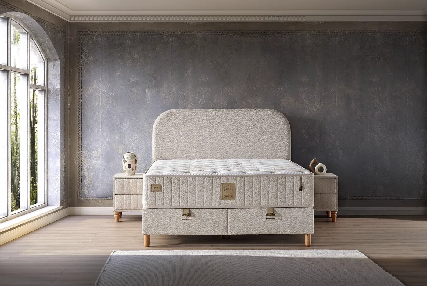 Bianca 150x200 Double Mattress, Divan Base, Headboard Set