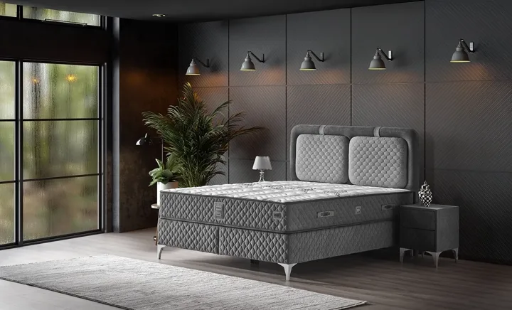 Ensemble matelas 2 places 160x200, sommier et tête de lit Bella