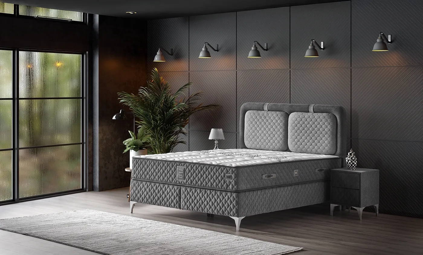 Ensemble matelas 2 places 160x200, sommier et tête de lit Bella