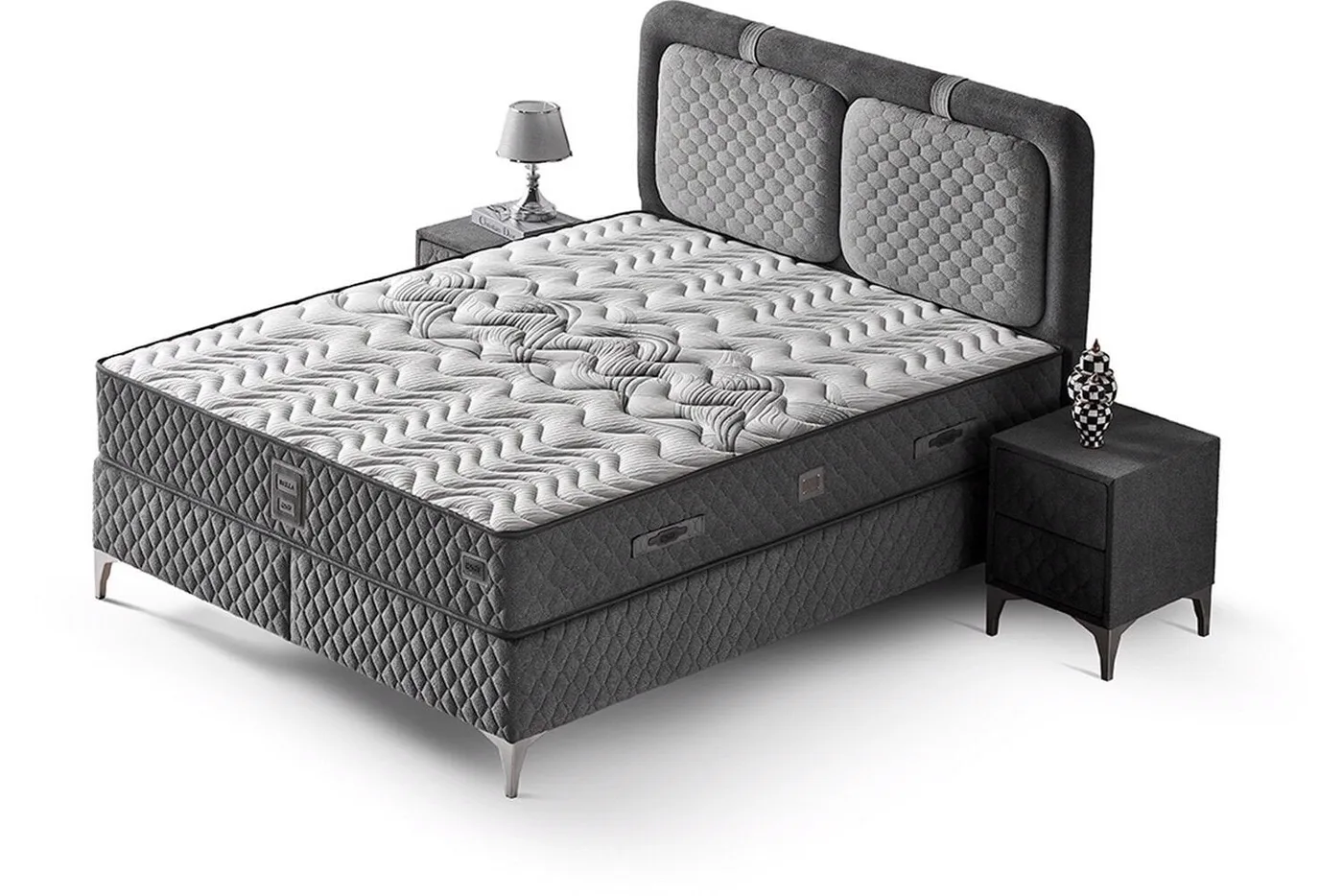 Ensemble matelas 2 places 160x200, sommier et tête de lit Bella