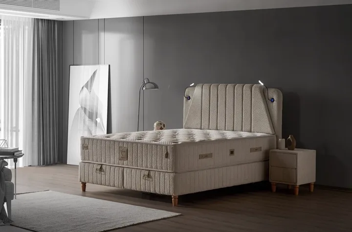 Barlas 160x200 Double Mattress, Divan Base, Headboard Set