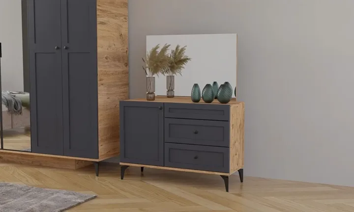 Vintage Walnut-Anthracite Chest of drawers TN0147