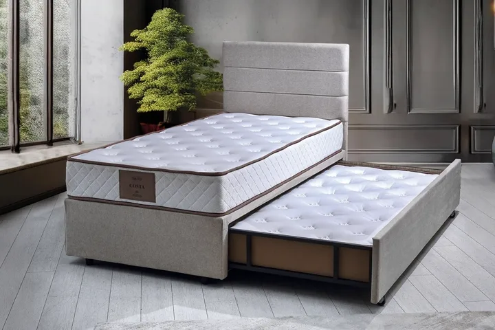 Pepe 120x200 Single Guest Bed Divan Base & Headboard Set PV1416
